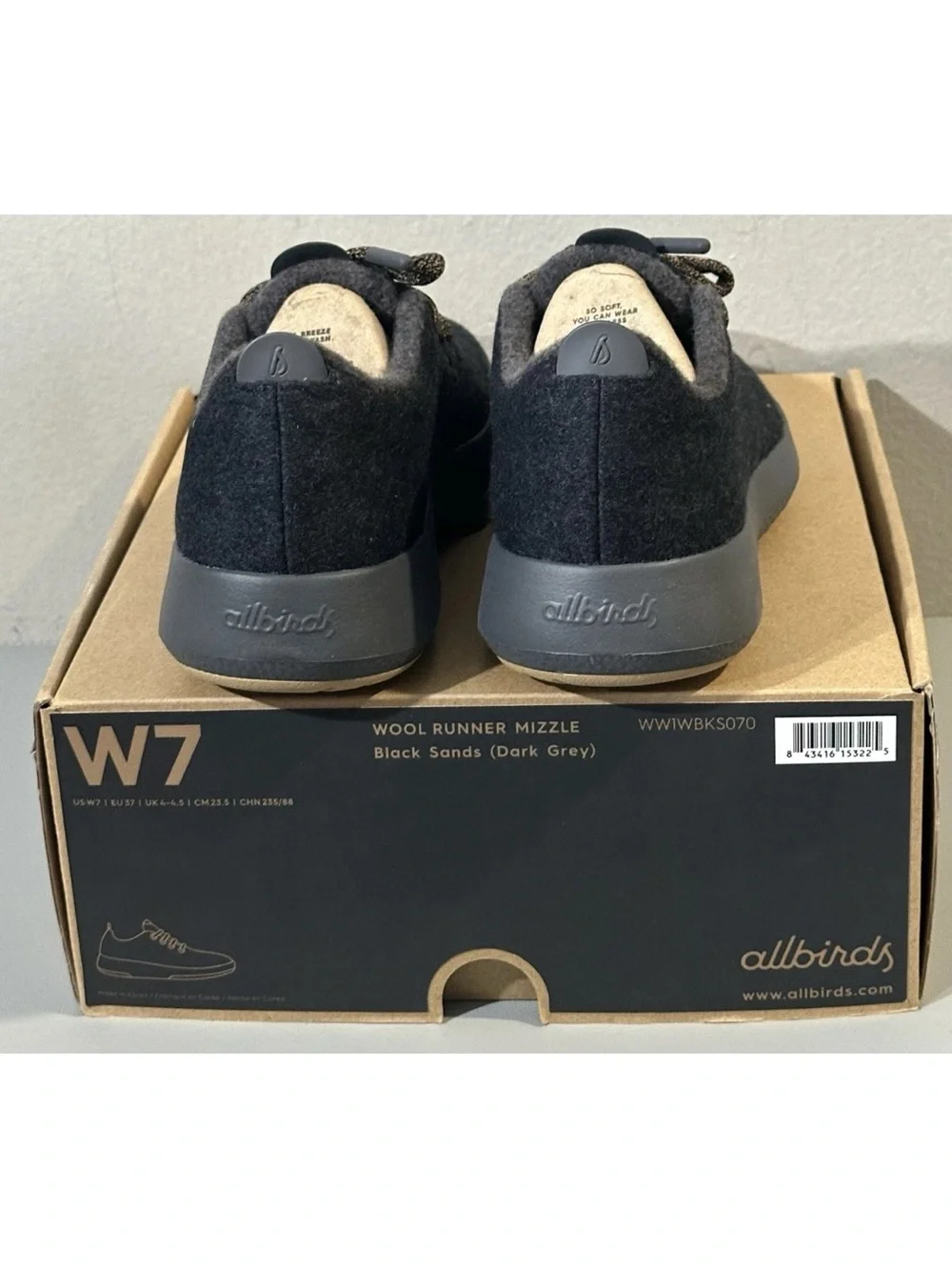 Allbirds Wool runners Mizzel Shoes Black Sands Womens Size 7